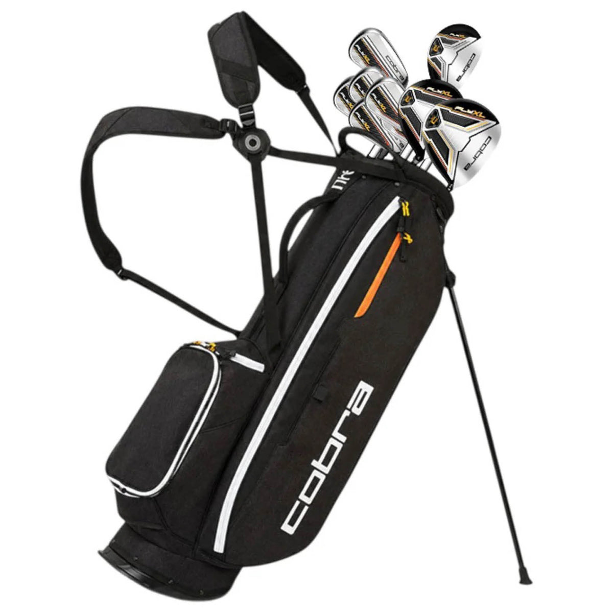 Cobra FLY XL 2 Men's Golf 10 Piece Stand Bag Package Set - Right Handed - Steel Stiff Shafts - 1 Inch Longer
