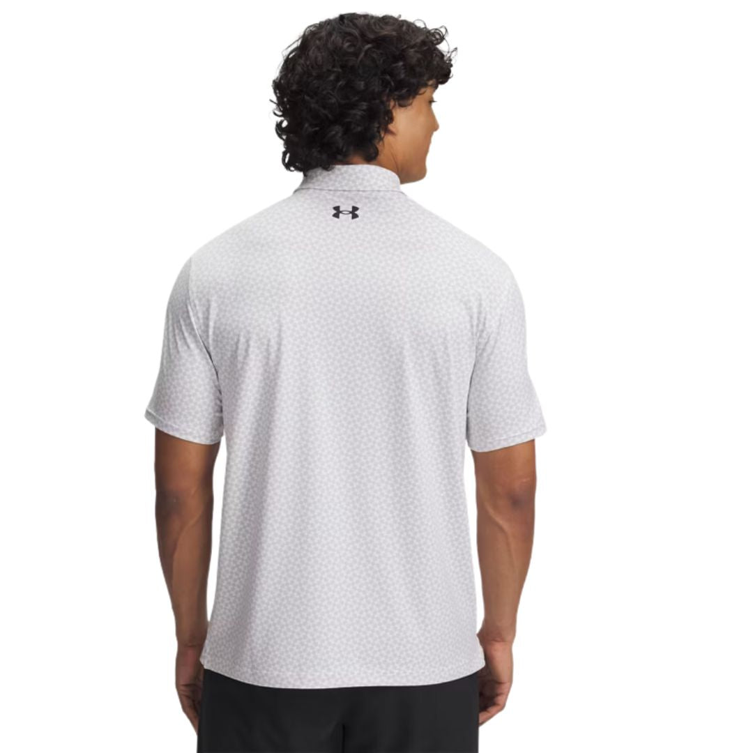 Under Armour Tee To Green Logo Pattern Polo Shirt (White, Halo Grey & Black)