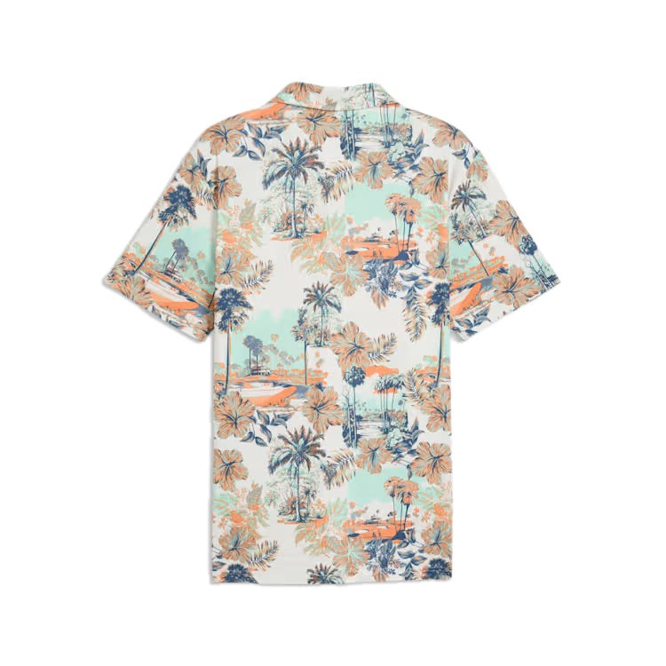 Puma Cloudspun Palm Golf Polo Shirt - White, Mint & Melon