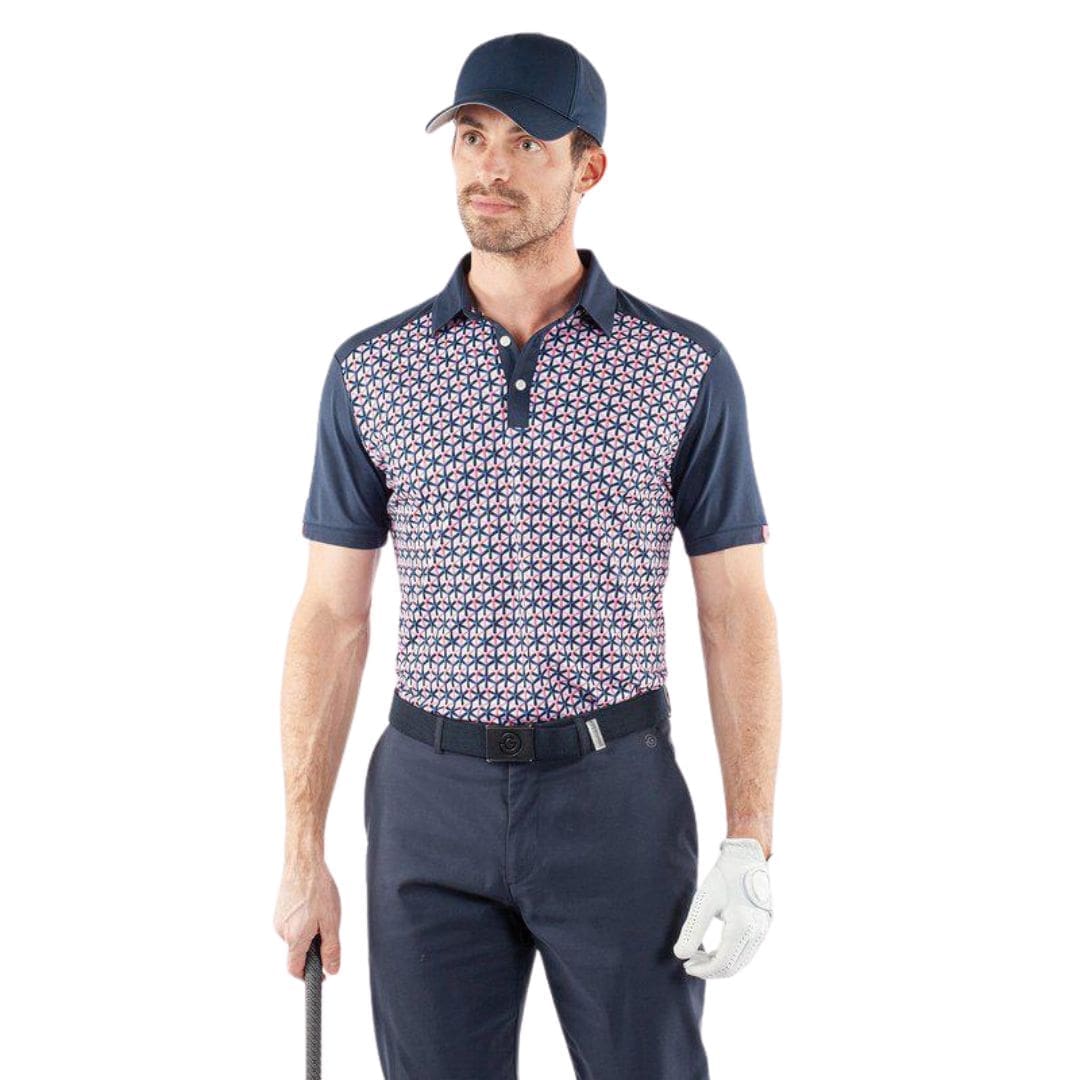 Galvin Green Mio Golf Polo Shirt (Camelia Rose & Navy)
