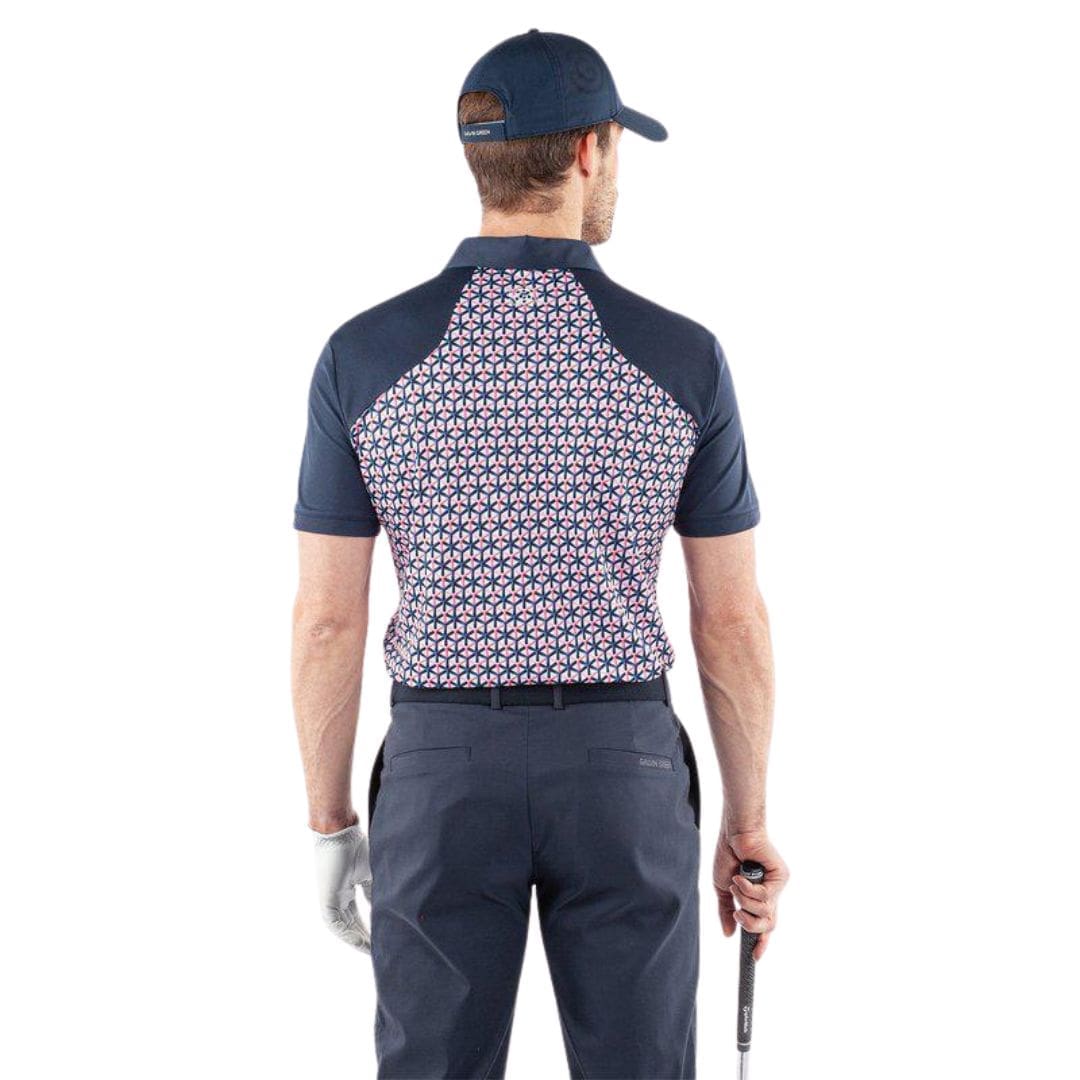 Galvin Green Mio Golf Polo Shirt (Camelia Rose & Navy)