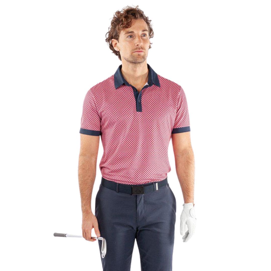 Galvin Green Mate Golf Polo Shirt (Camelia Rose & Navy)