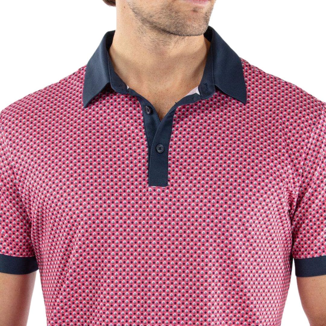 Galvin Green Mate Golf Polo Shirt (Camelia Rose & Navy)