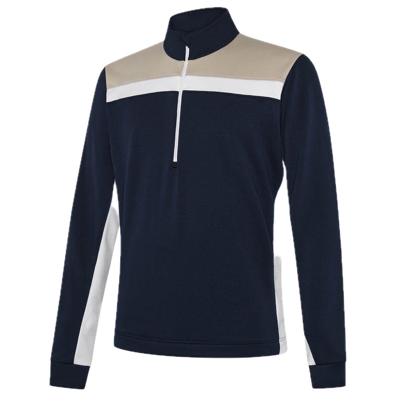 Galvin Green Dean Half-Zip Golf Pullover - Sand, Navy & White
