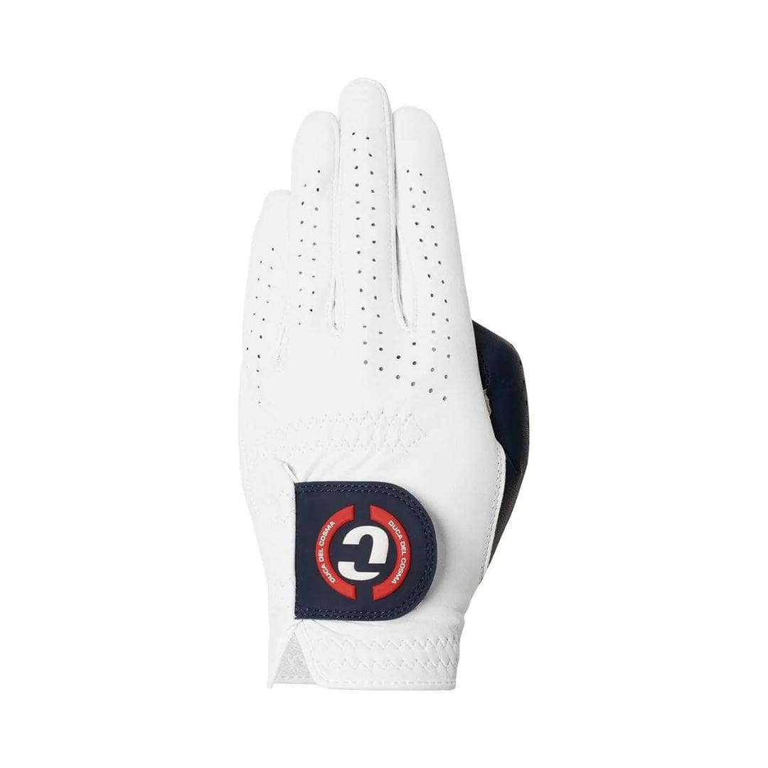 Duca Del Cosma Cabretta Elite Pro Golf Glove (White & Navy)
