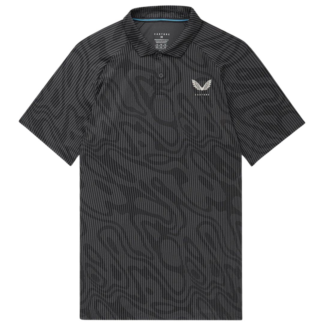 Castore Club Glow Printed Golf Polo Shirt - Gunmetal & Mid Grey