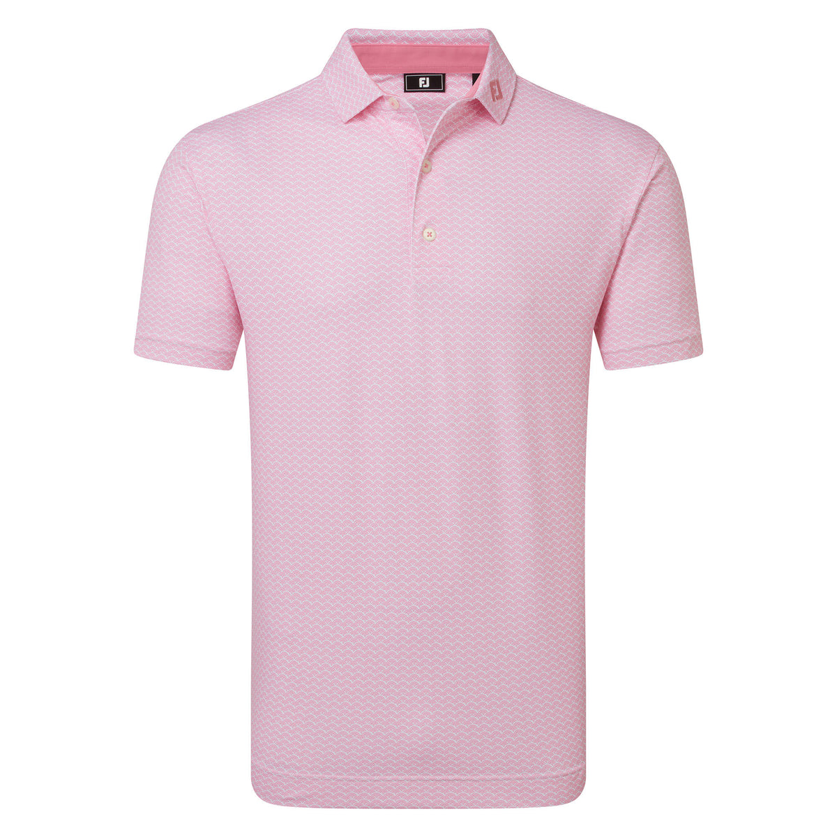 FootJoy Scallop Geo Pique Golf Polo Shirt - Pink Pop