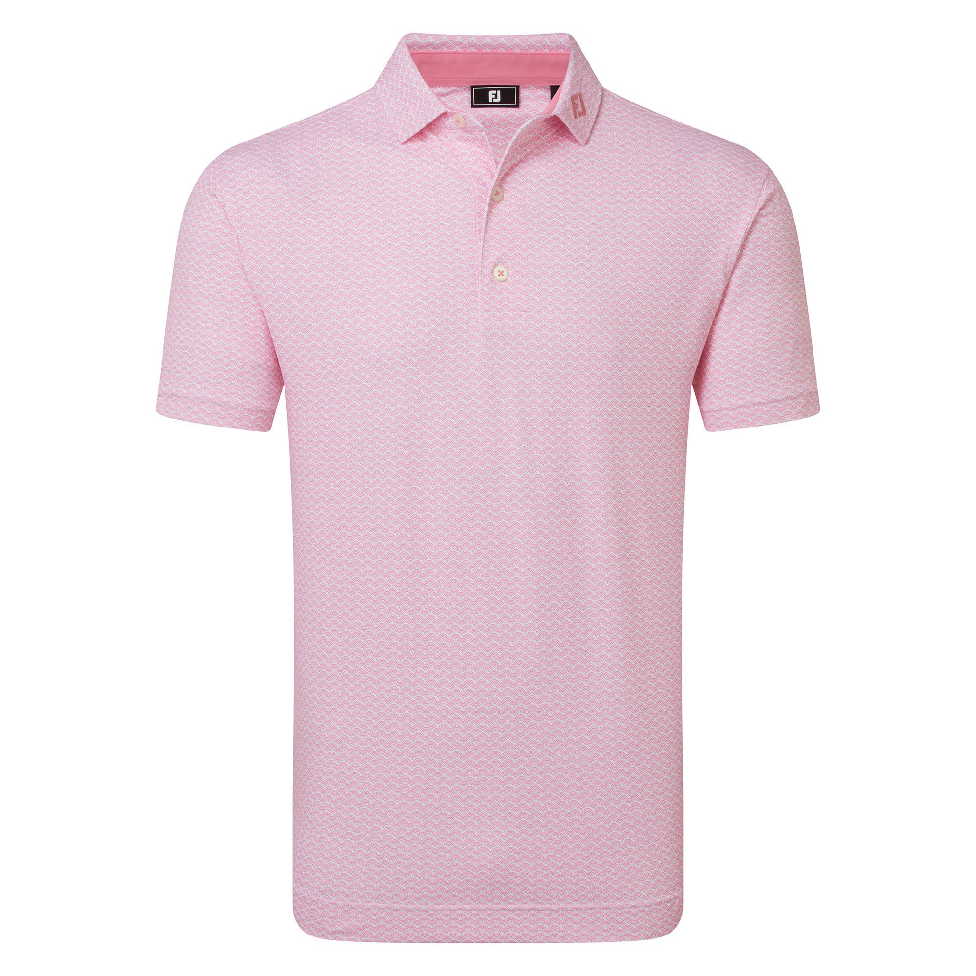 FootJoy Scallop Geo Pique Golf Polo Shirt - Pink Pop