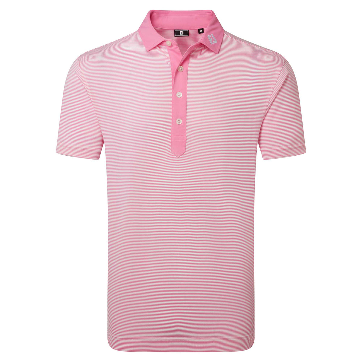 FootJoy Feeder Stripe Pique Golf Polo Shirt - Pink Pop