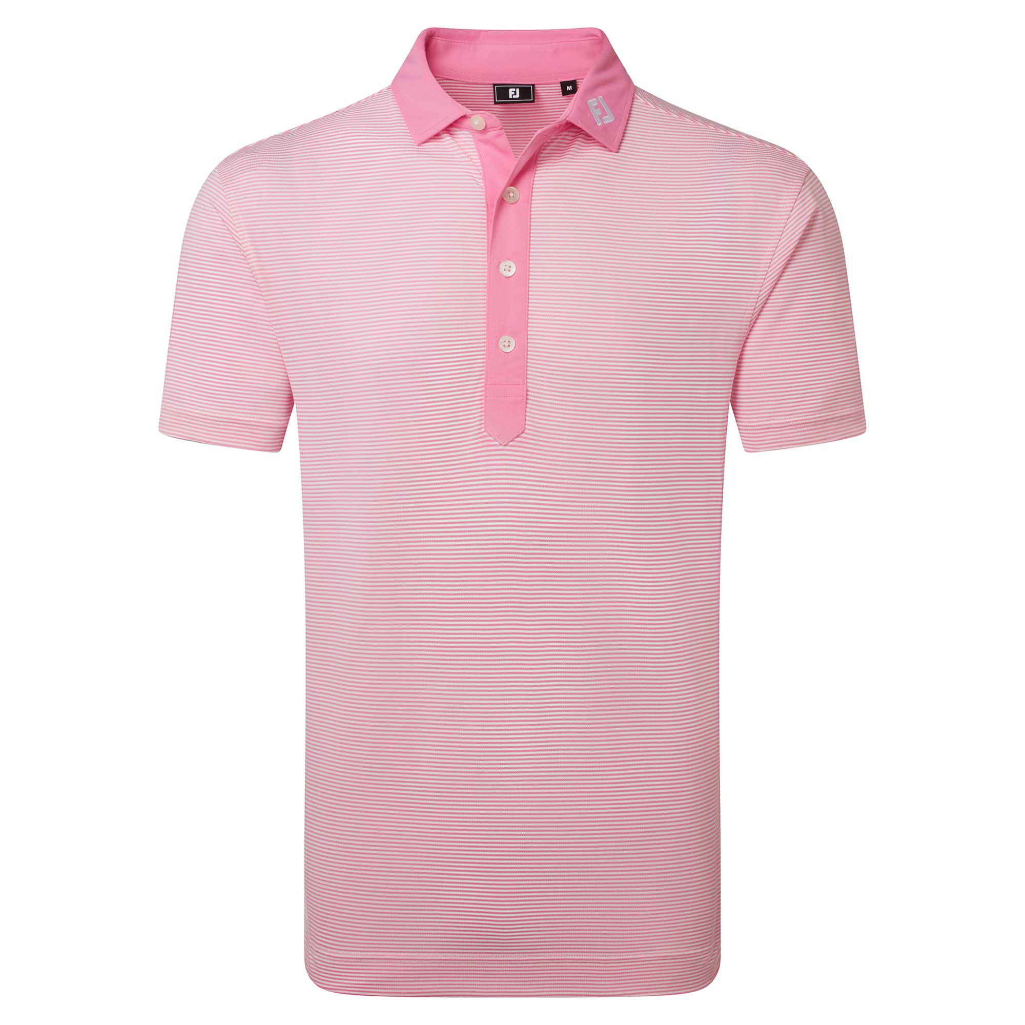 FootJoy Feeder Stripe Pique Golf Polo Shirt - Pink Pop