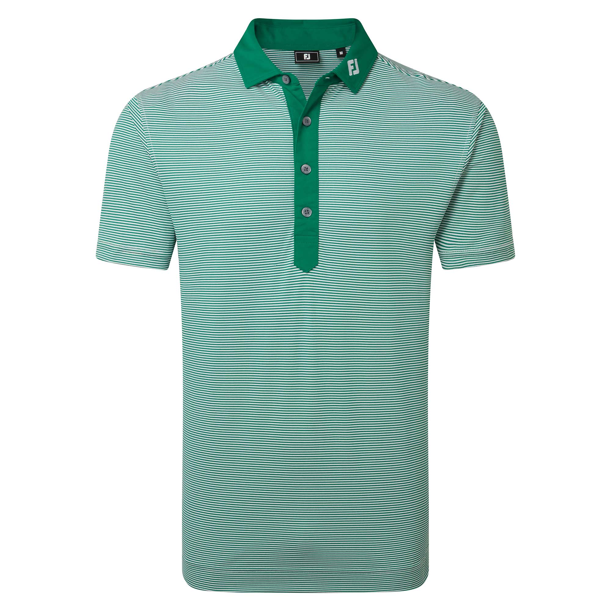 FootJoy Feeder Stripe Pique Golf Polo Shirt - Field Green