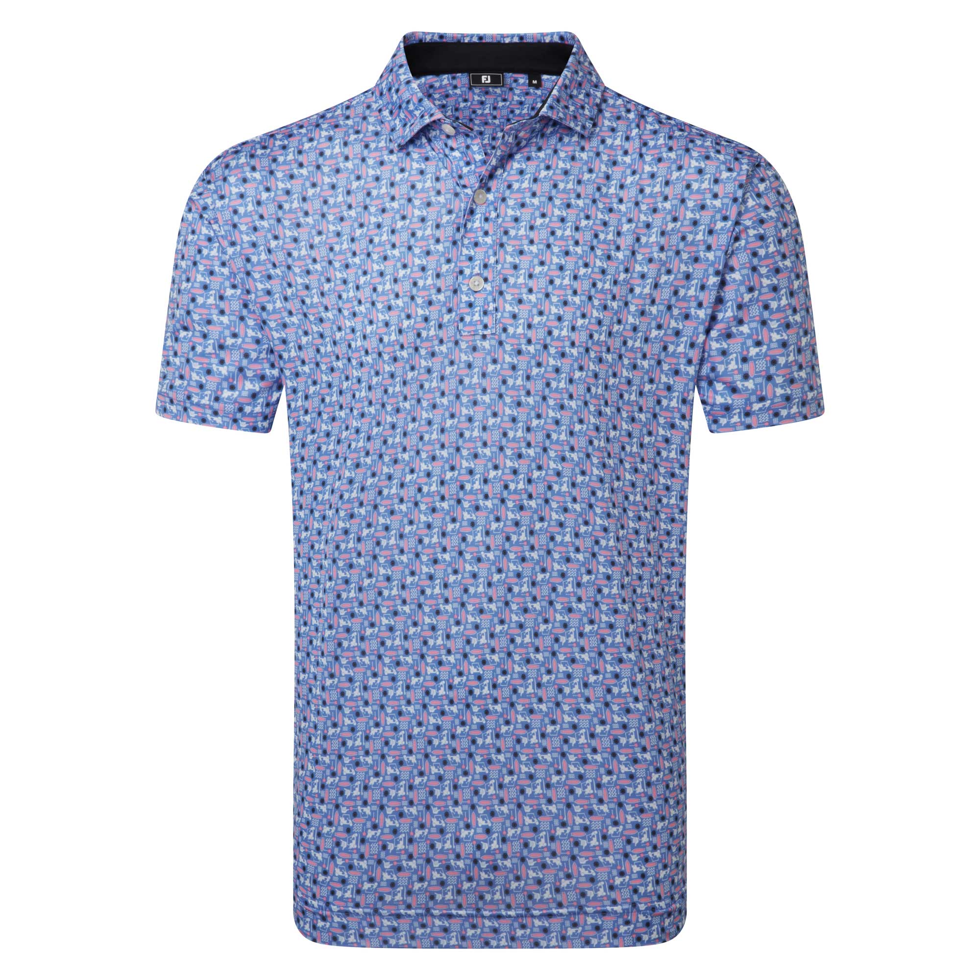 FootJoy Surfs Up Print Golf Polo Shirt - White & Violet