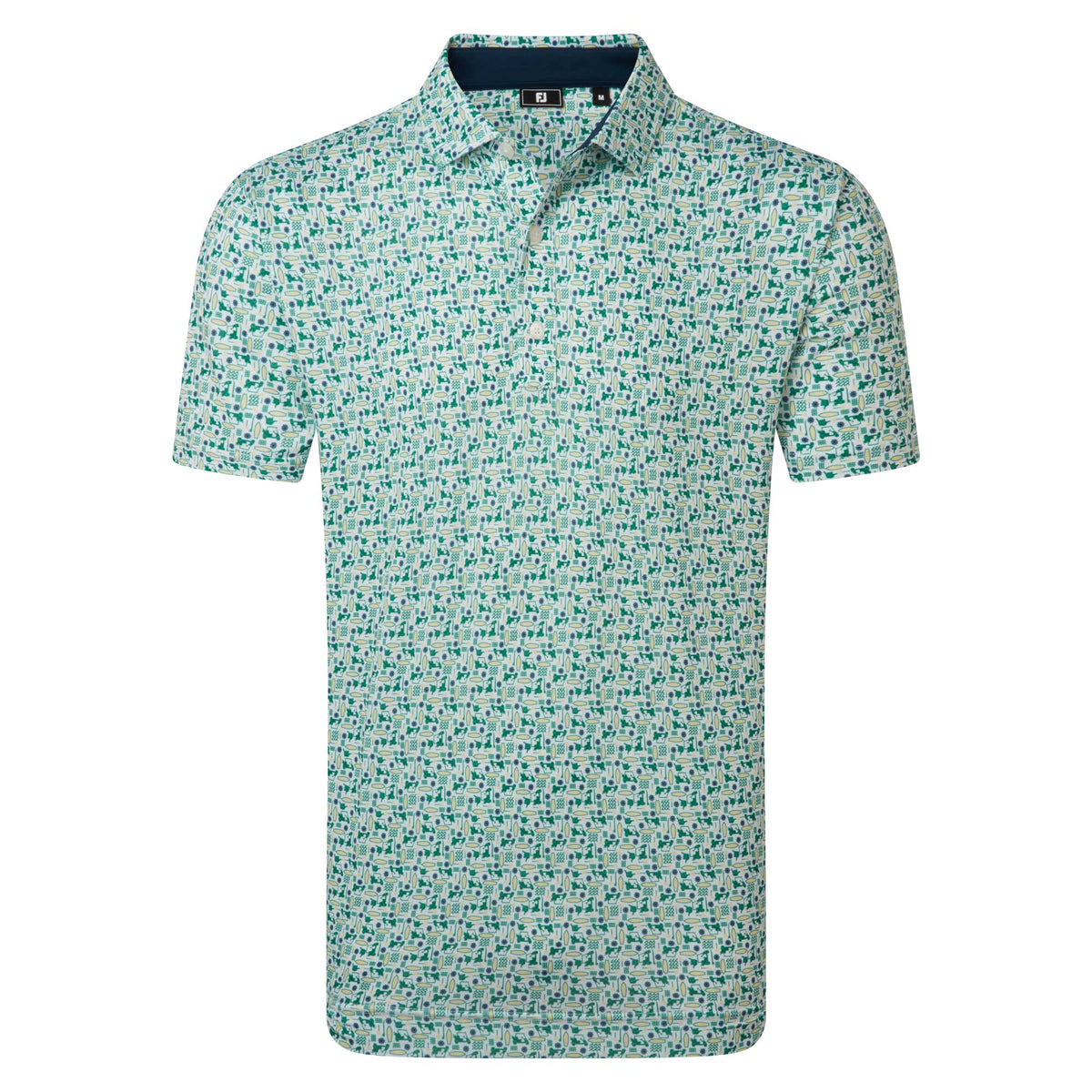 FootJoy Surfs Up Print Golf Polo Shirt - Field Green & White