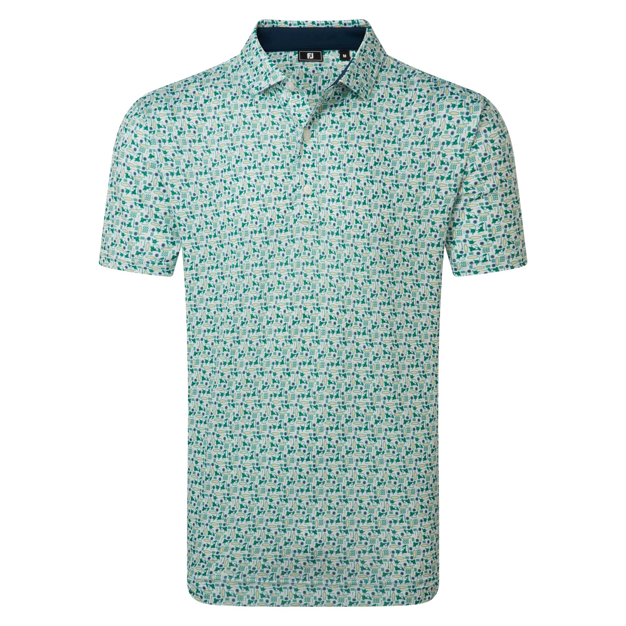 FootJoy Surfs Up Print Golf Polo Shirt - Field Green & White