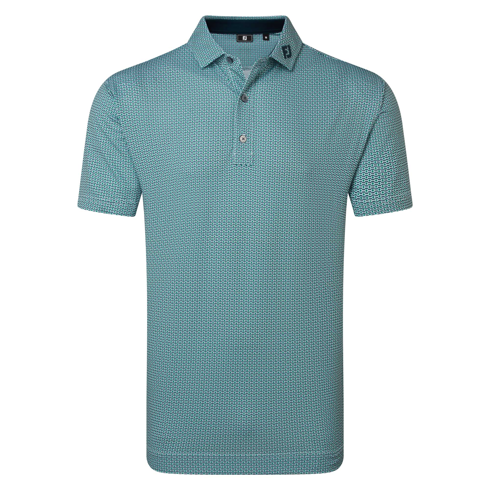 FootJoy Nautical Flag Print Golf Polo Shirt - Green & Navy