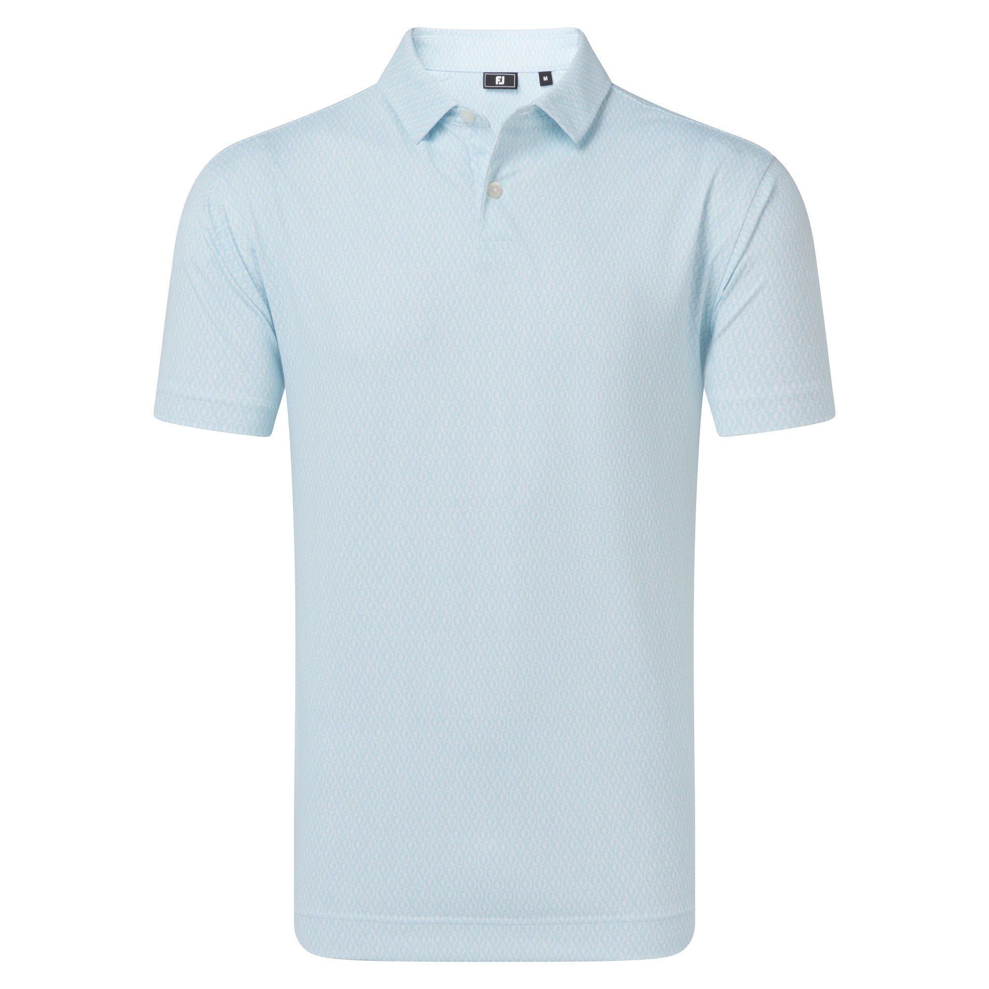FootJoy Modernist Geo Pique Golf Polo Shirt - White & Light Blue