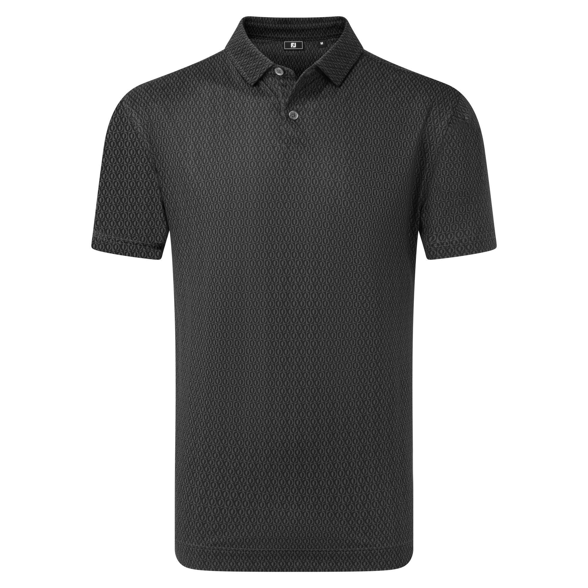 FootJoy Modernist Geo Pique Golf Polo Shirt - Charcoal & Black