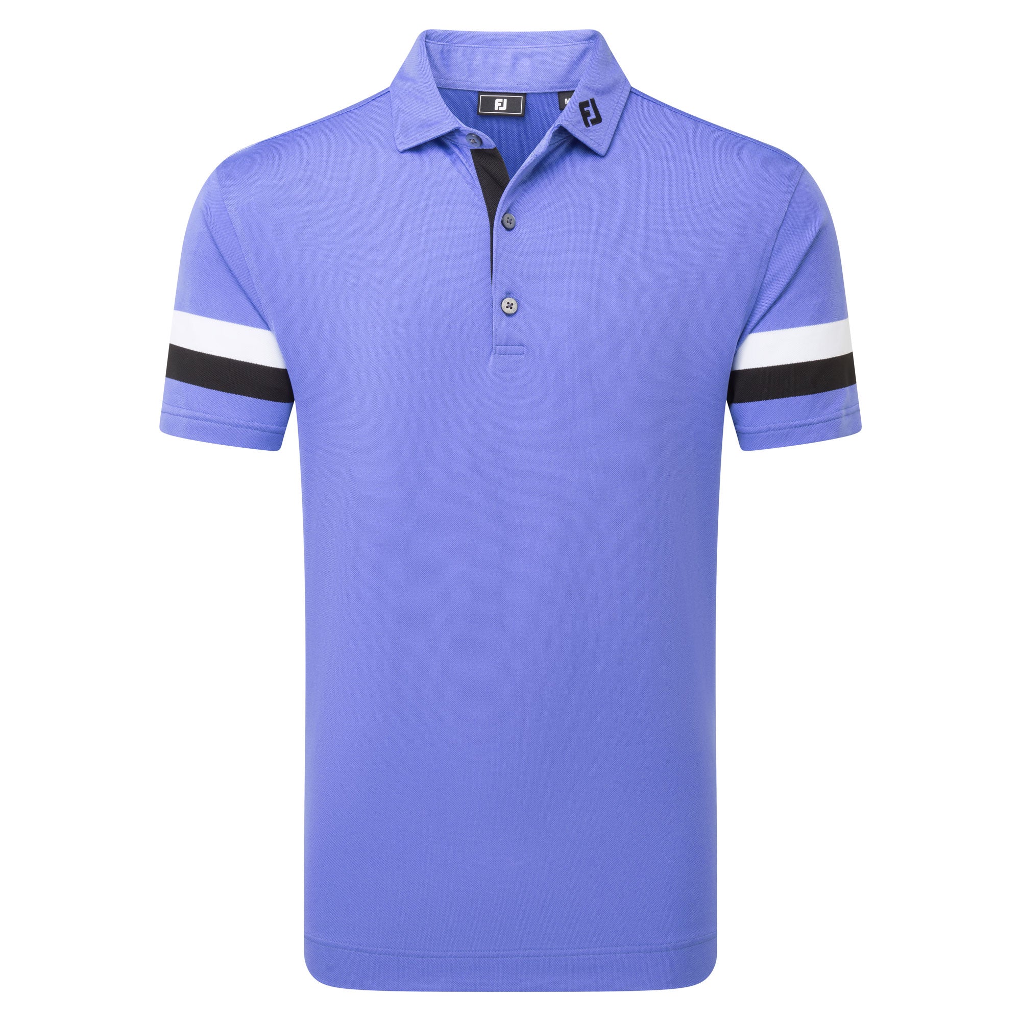 FootJoy Sleeve Stripe Golf Polo Shirt - Voilet, Black & White