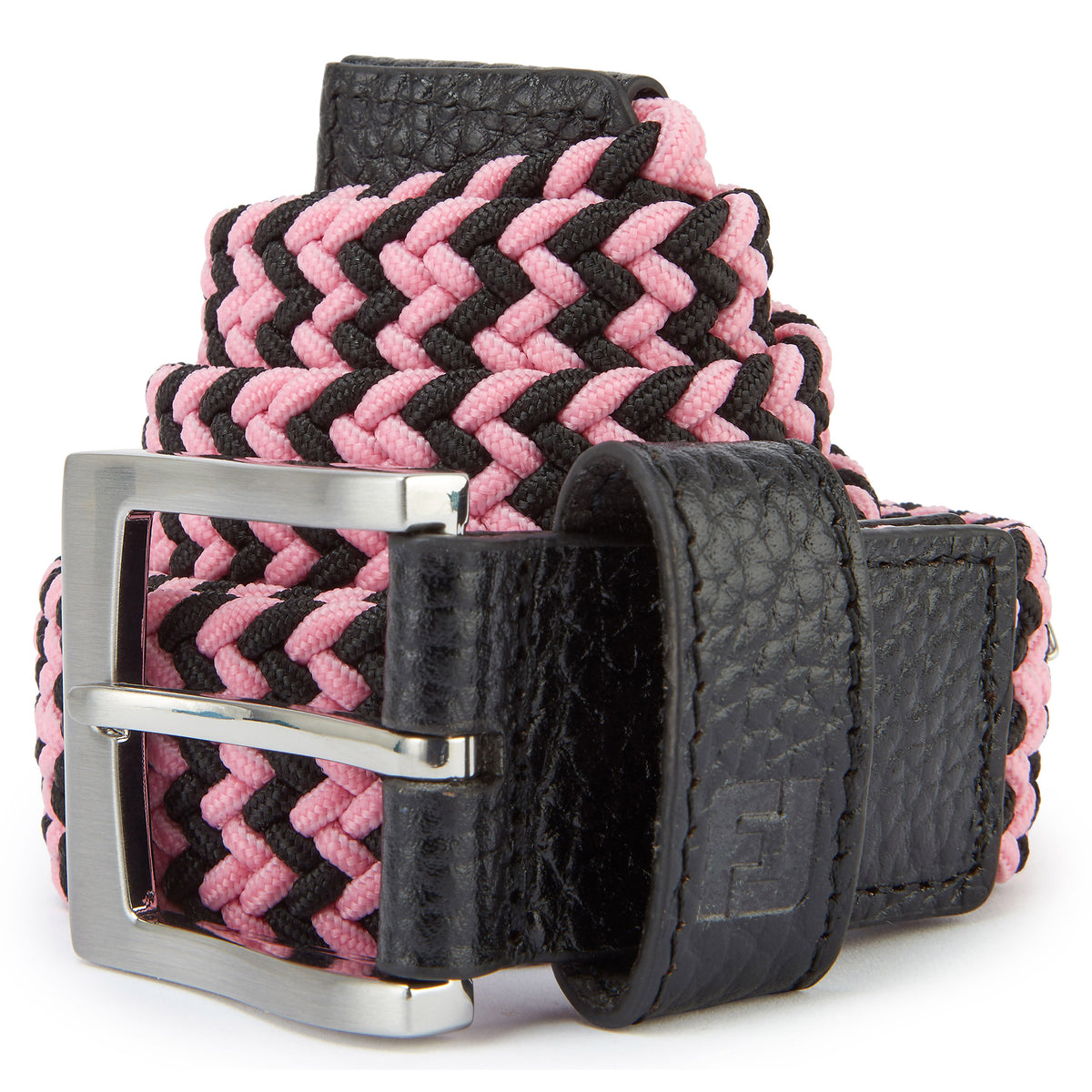 FootJoy Braided Golf Belt - Black & Pink Pop