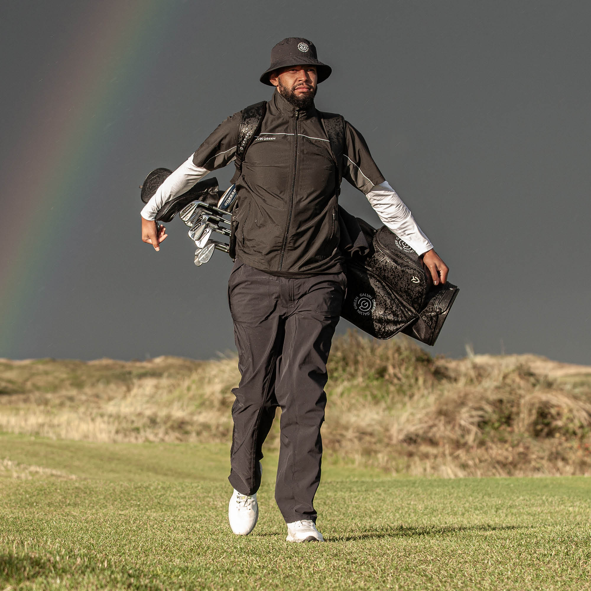 Galvin Green Air Waterproof Golf Jacket - Black & Forged Iron