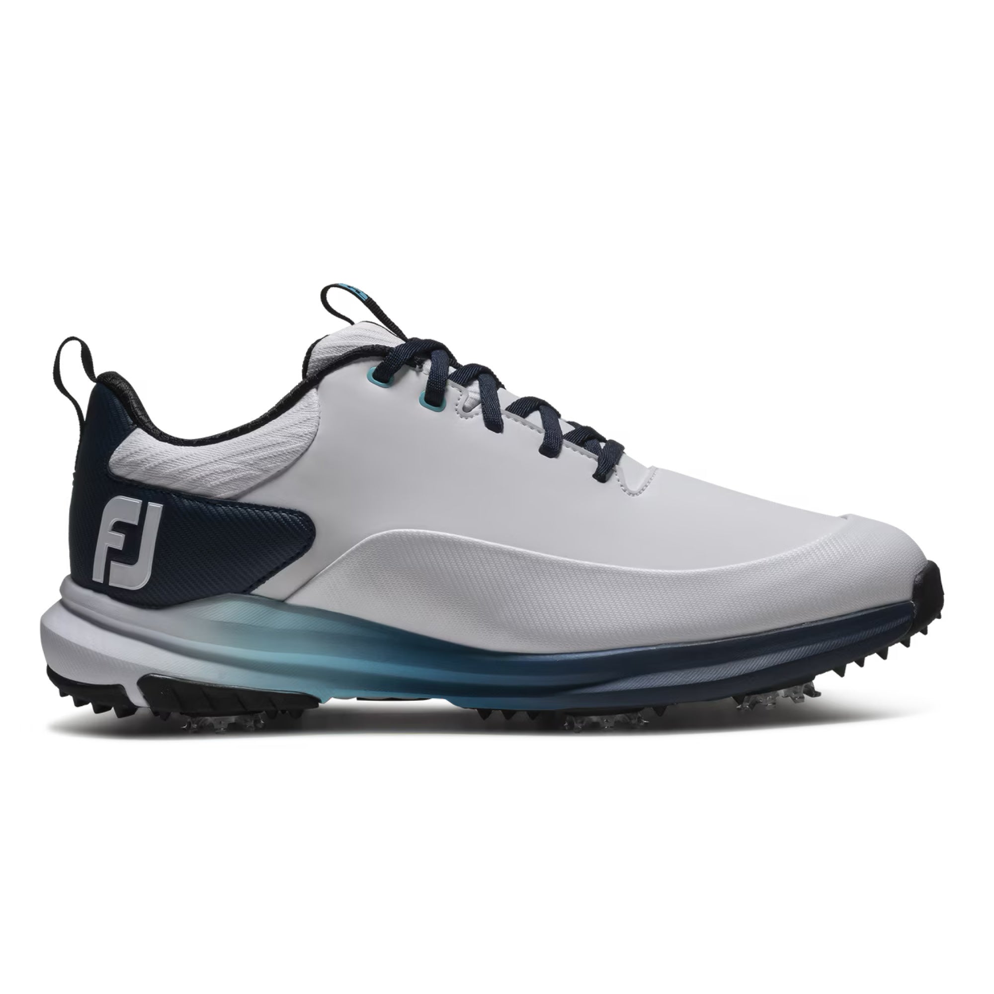 FootJoy Tour Rival Spiked Golf Shoes - White, Navy & Blue