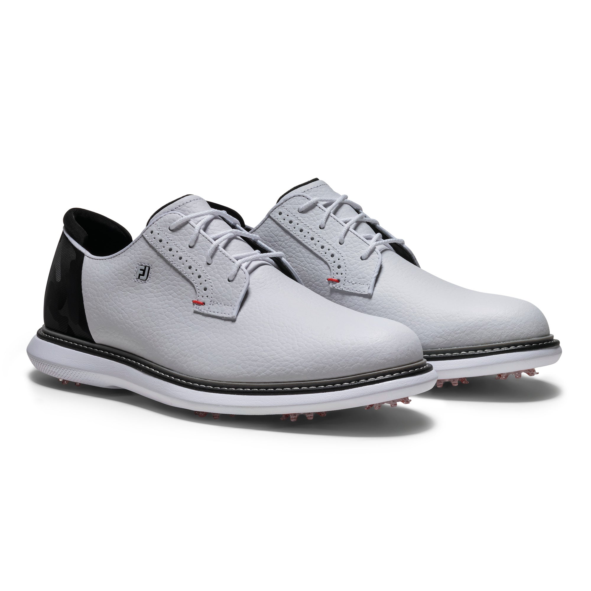 FootJoy Traditions Camo Blucher Golf Shoes - White, Black & Red