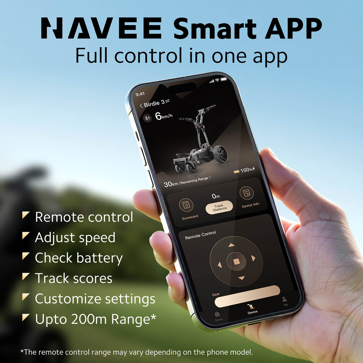 Navee Birdie 3X Follow Remote Electric Golf Trolley - 36 Hole battery