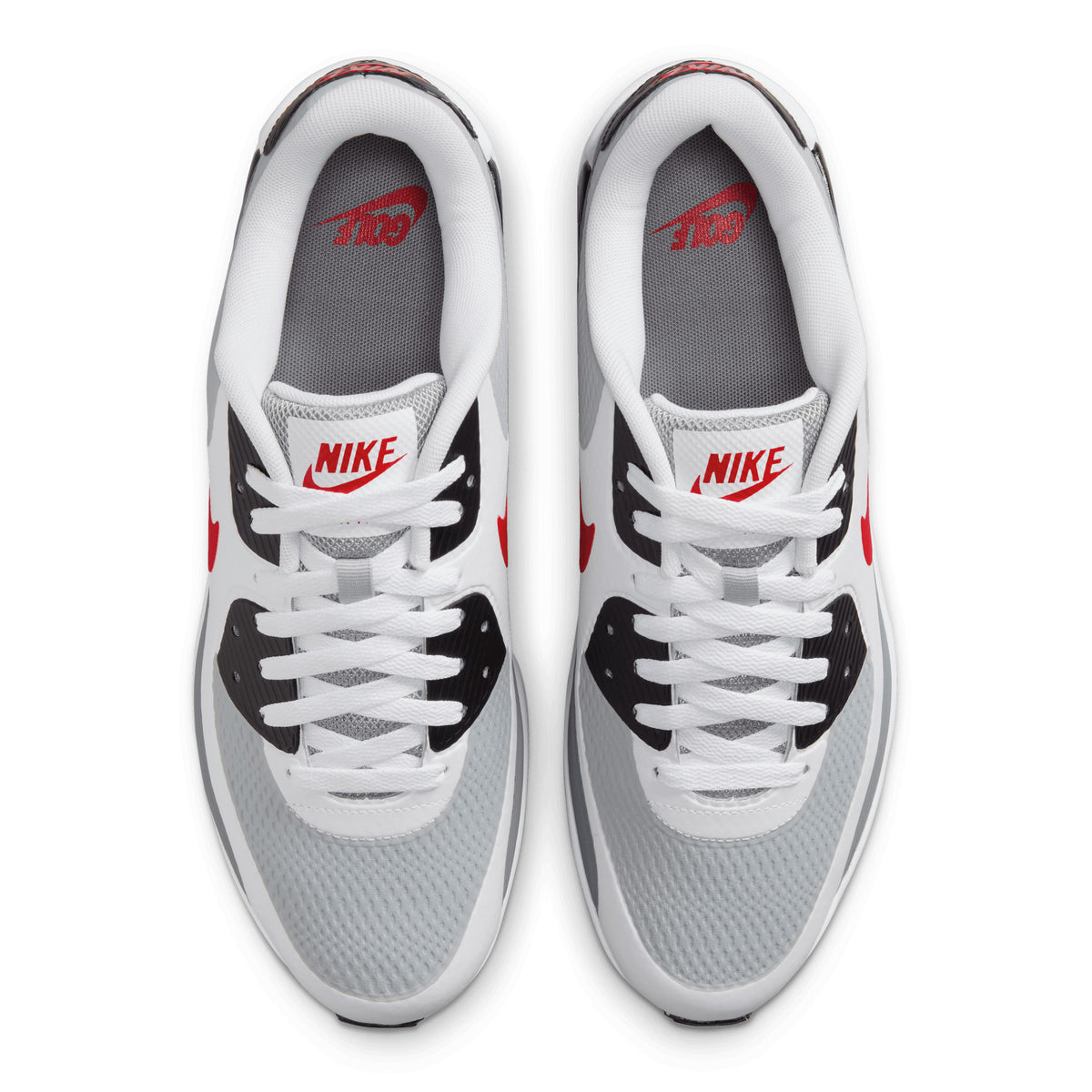 Nike Air Max 90 G Golf Shoes - White, Fire Red & Light Smoke Grey