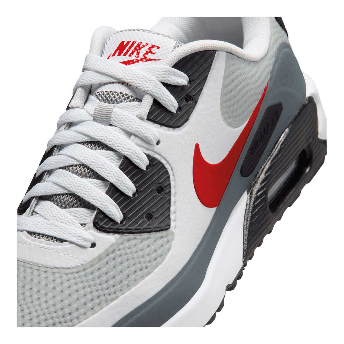 Nike Air Max 90 G Golf Shoes - White, Fire Red & Light Smoke Grey