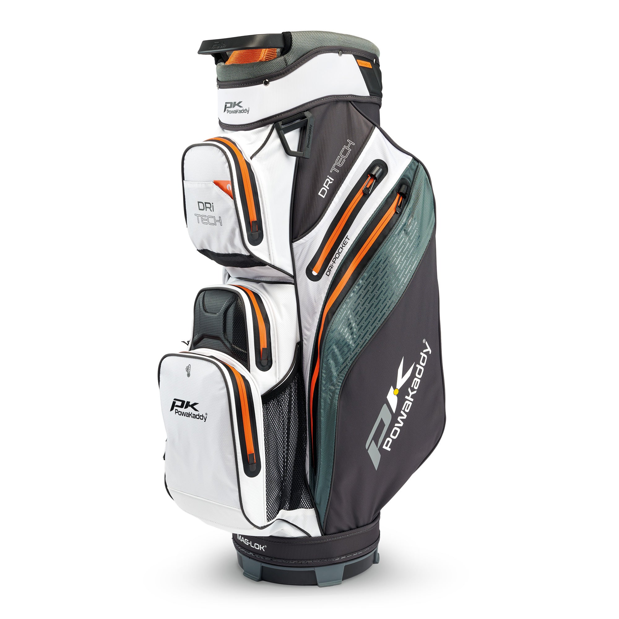 Powakaddy Dri-Tech Golf Cart Bag - Grey, White & Orange