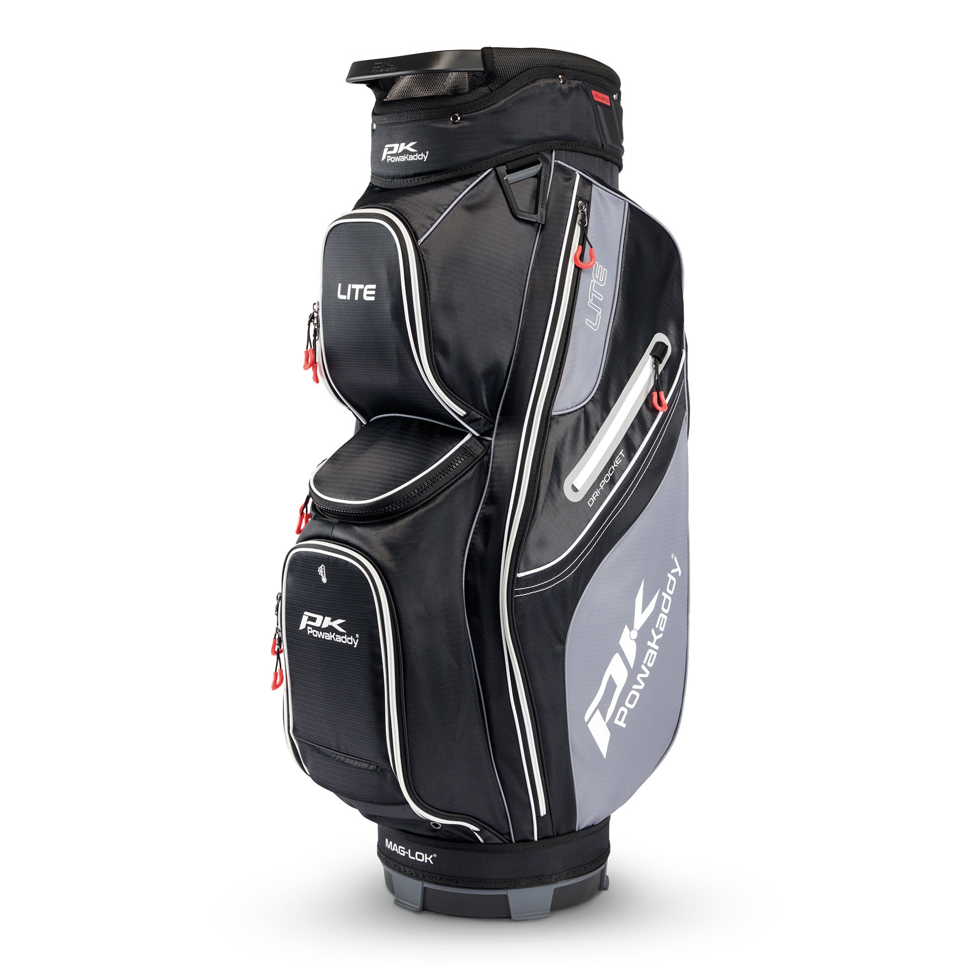 Powakaddy Lite Golf Cart Bag - Black with White & Red