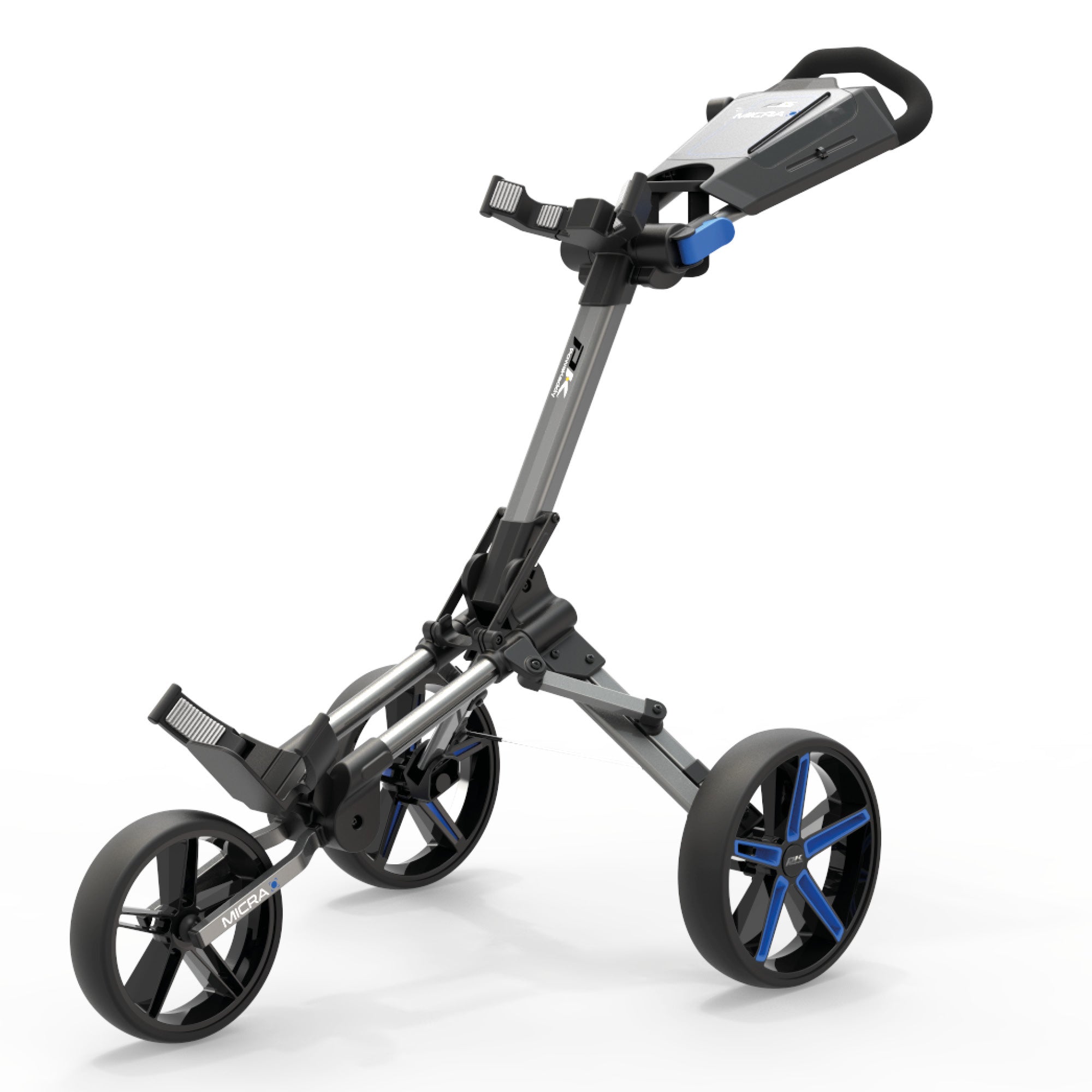 Powakaddy Micra Golf Push Trolley - Gun Metal & Blue
