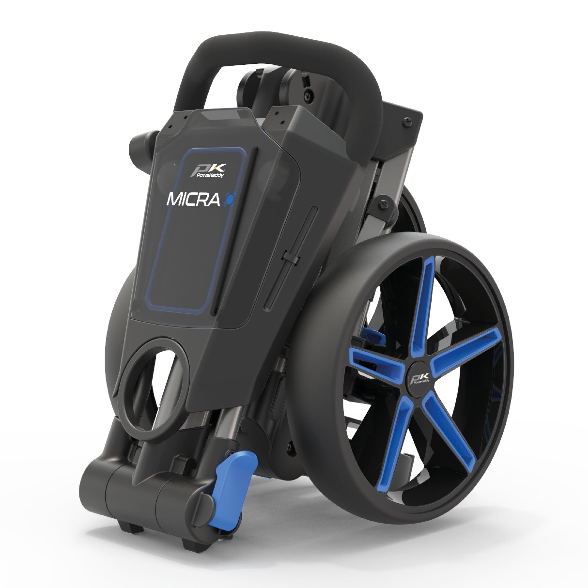Powakaddy Micra Golf Push Trolley - Gun Metal & Blue