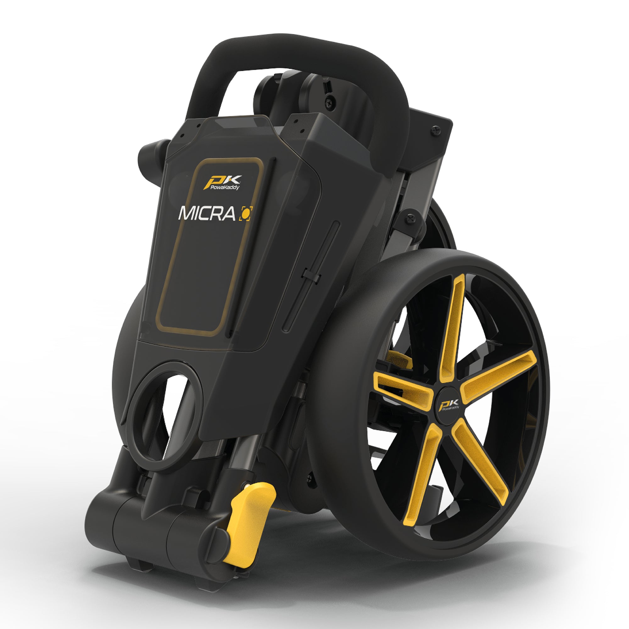 Powakaddy Micra Golf Push Trolley - Gun Metal & Yellow