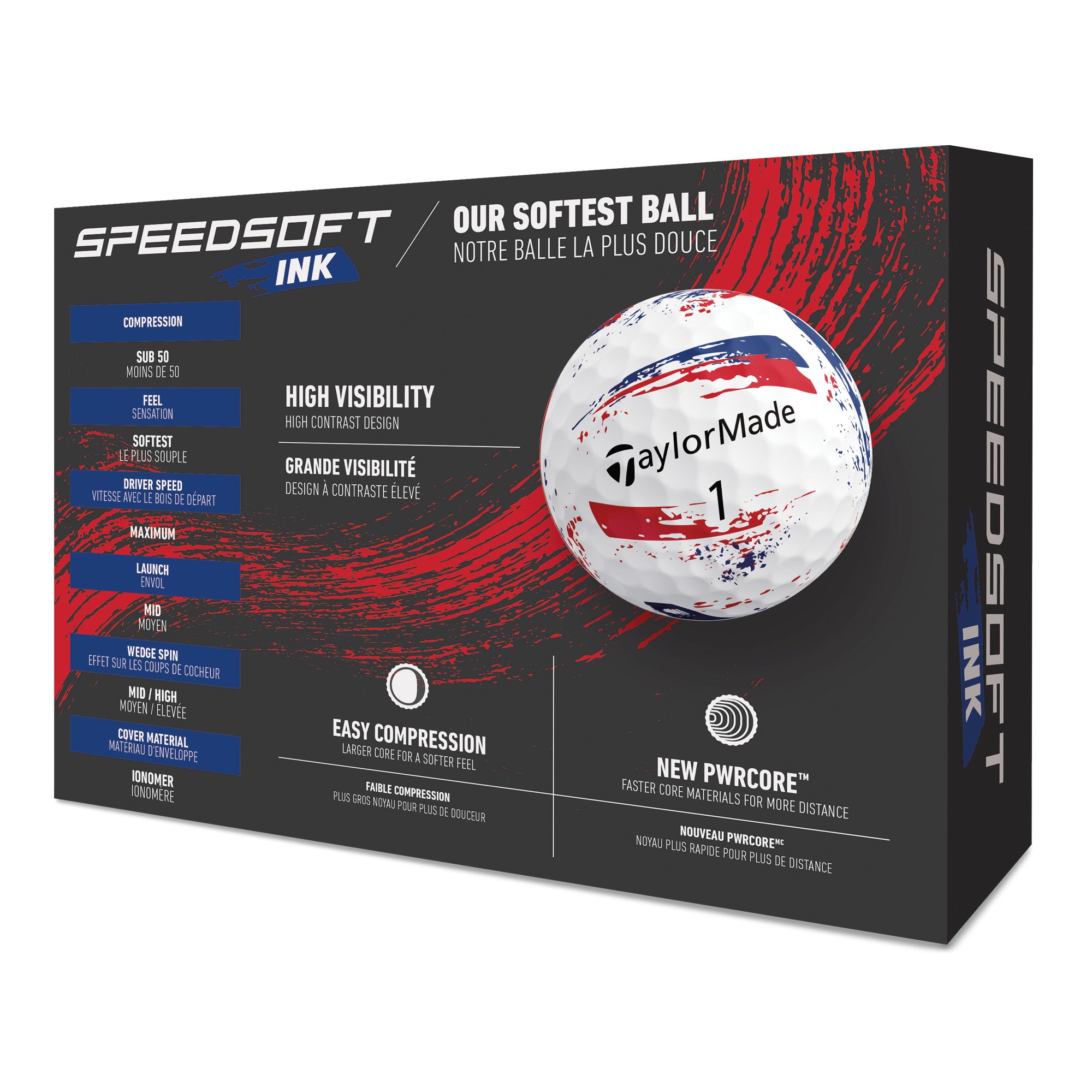 TaylorMade SpeedSoft Ink Golf Balls - Red & Blue