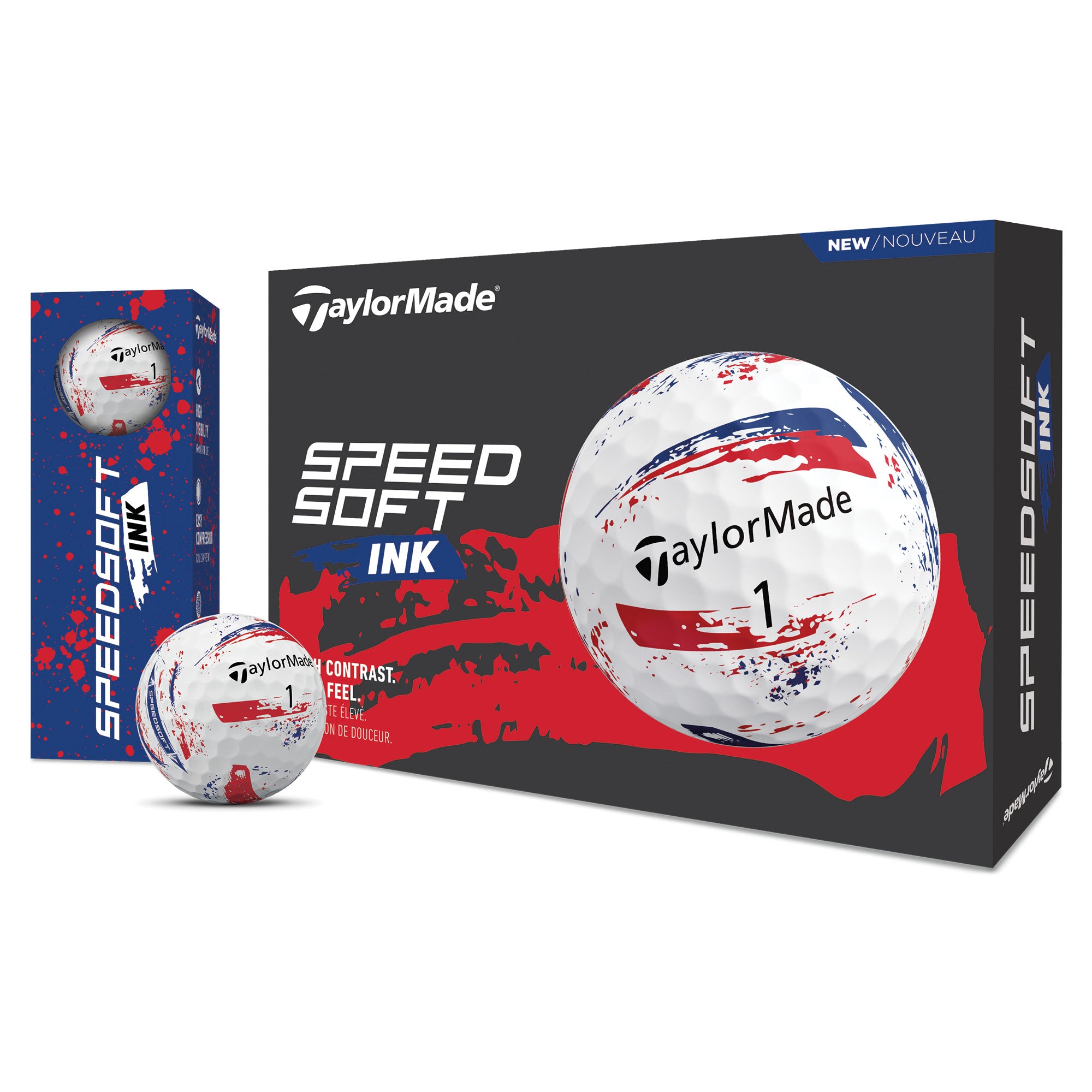 TaylorMade SpeedSoft Ink Golf Balls - Red & Blue