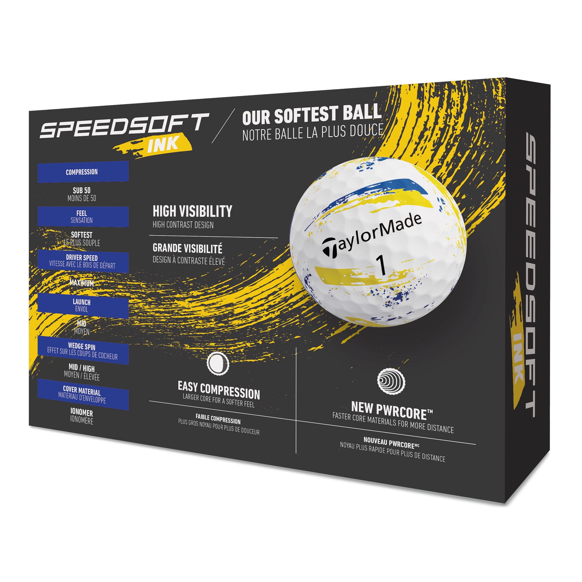 TaylorMade SpeedSoft Ink Golf Balls - Yellow
