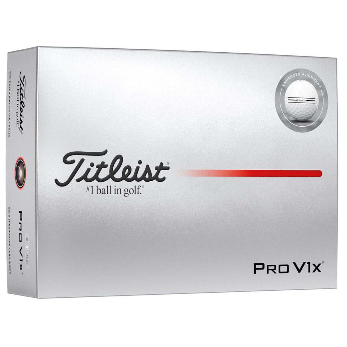 Titleist Pro V1x Enhanced Alignment Golf Balls - White with Black Line - 12 Ball Pack