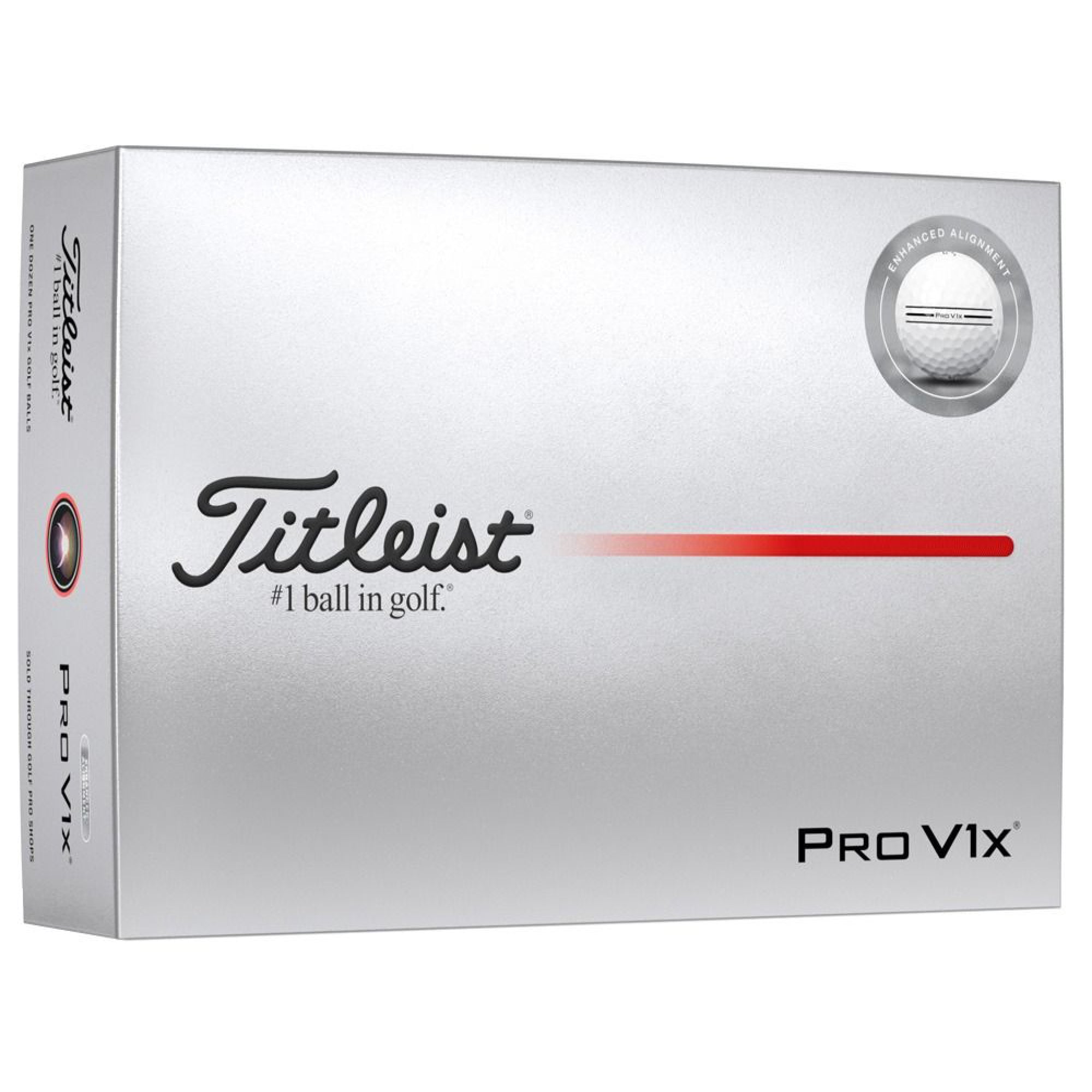 Titleist Pro V1x Enhanced Alignment Golf Balls - White with Black Line