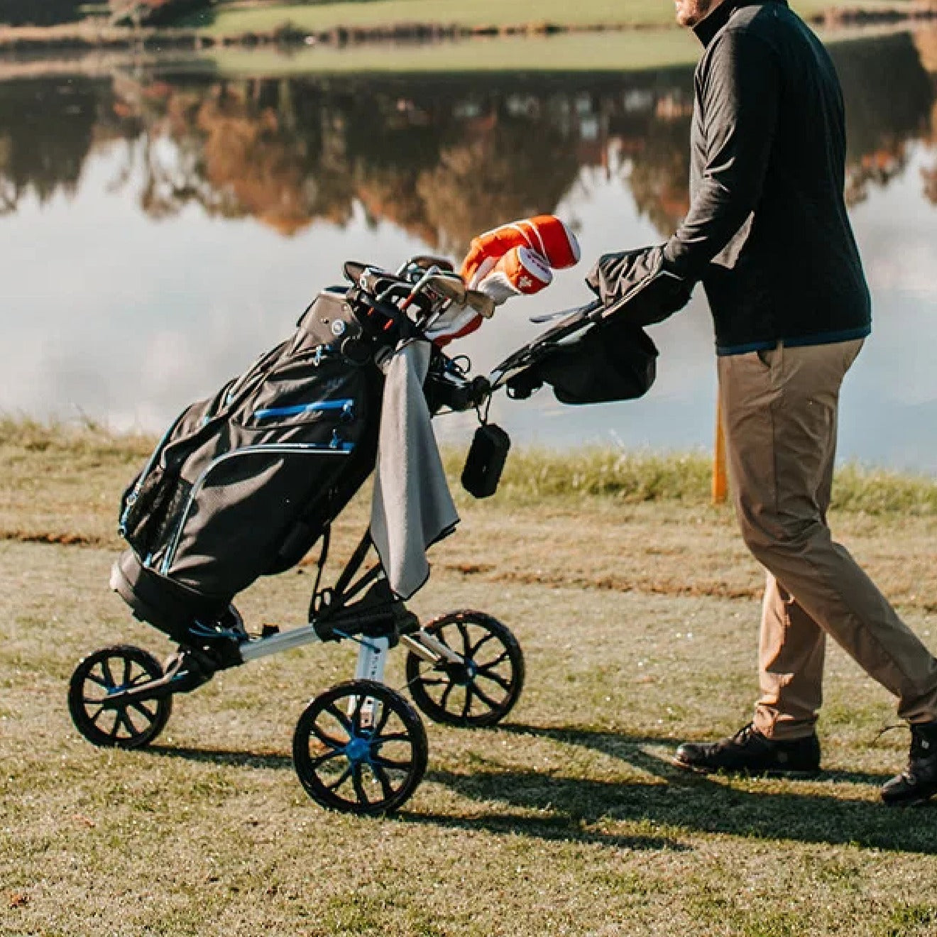 Bag Boy Nitron 3 Wheel Golf Push Trolley - Black & Red