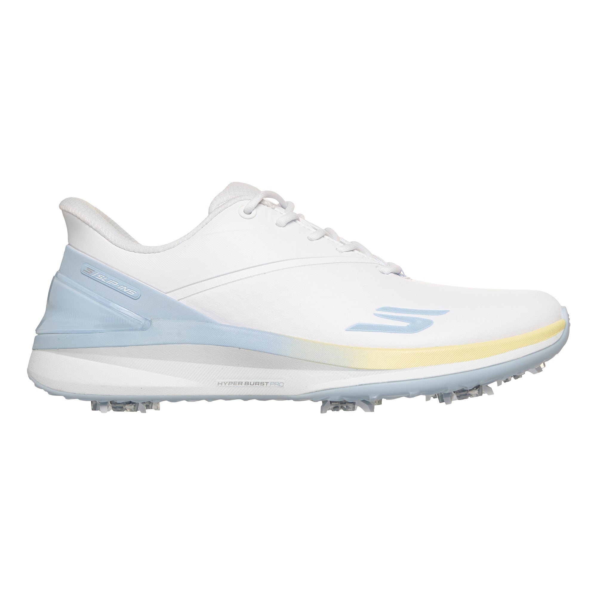 Skechers Women's Blade Tour Slip-Ins Spiked Golf Shoes - White, Light Blue & Yellow