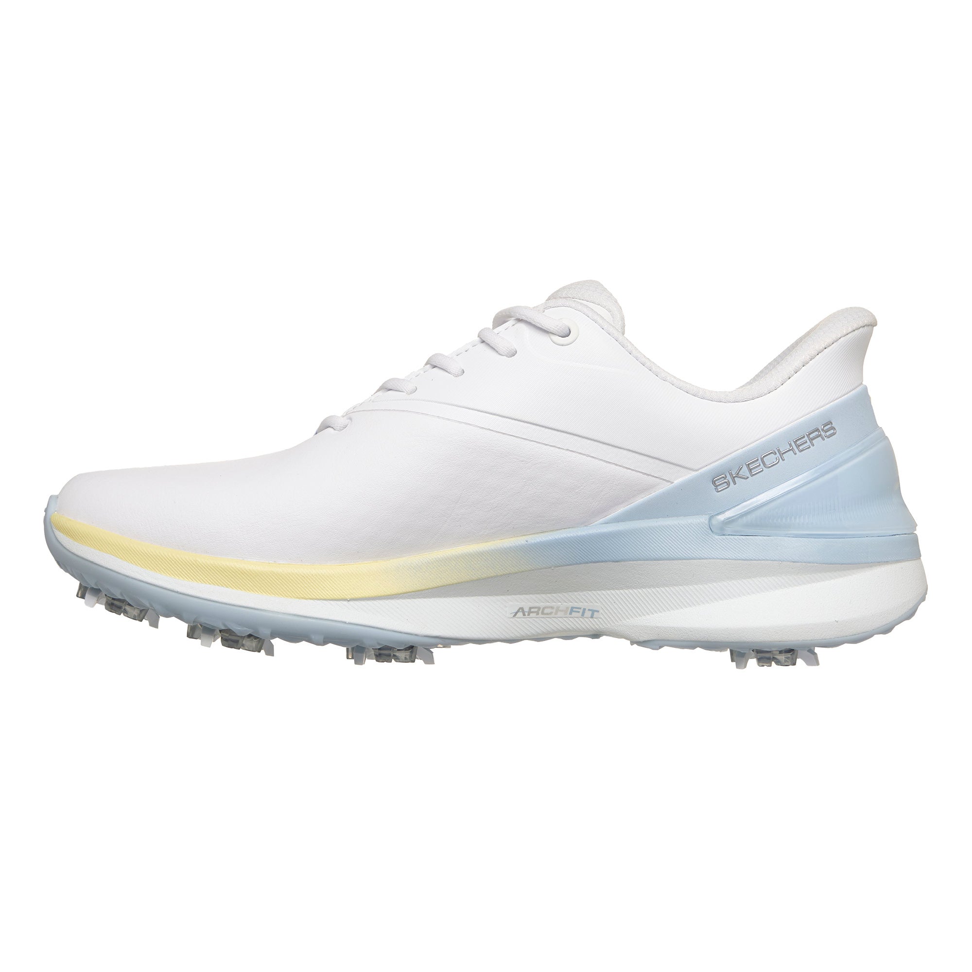 Skechers Women's Blade Tour Slip-Ins Spiked Golf Shoes - White, Light Blue & Yellow
