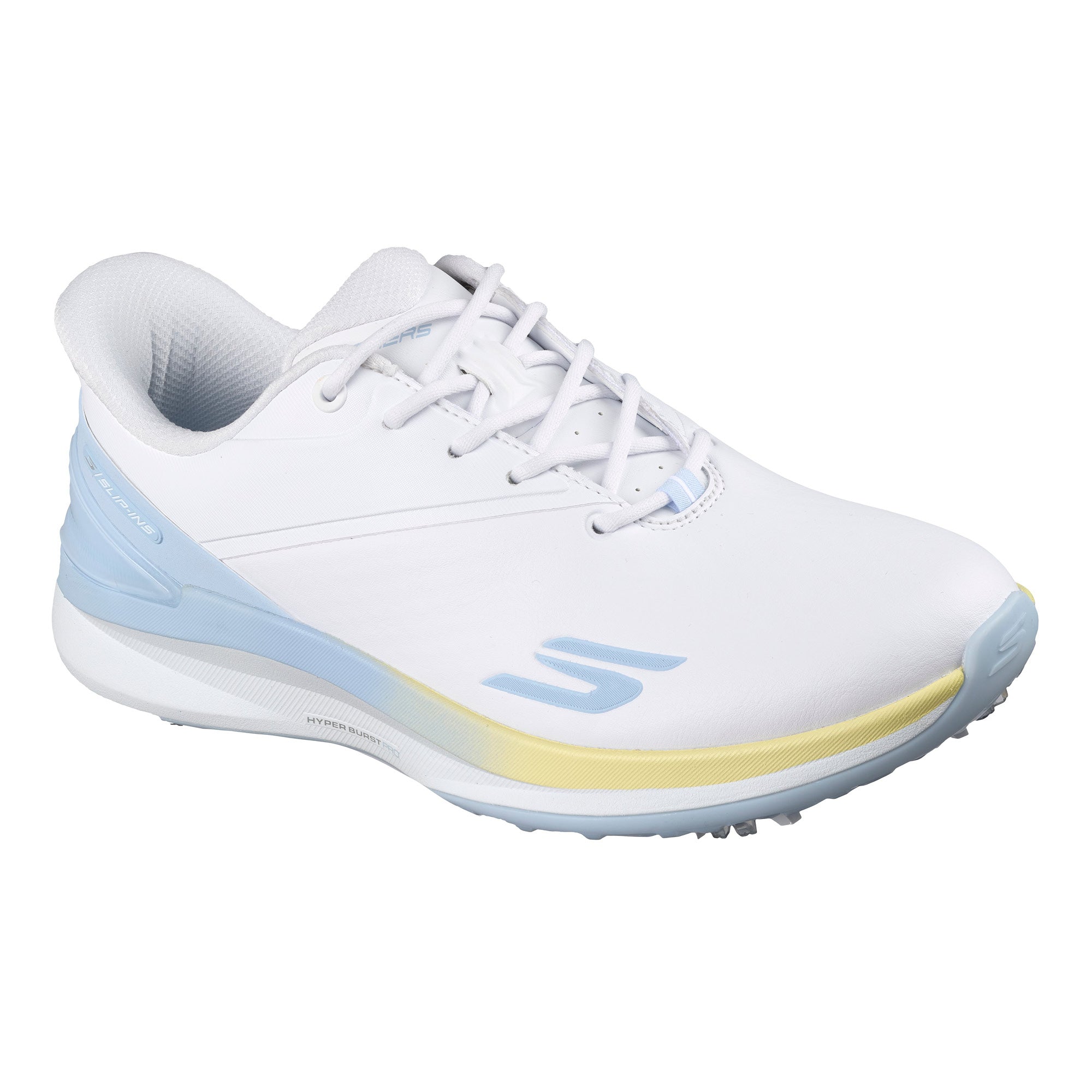 Skechers Women's Blade Tour Slip-Ins Spiked Golf Shoes - White, Light Blue & Yellow