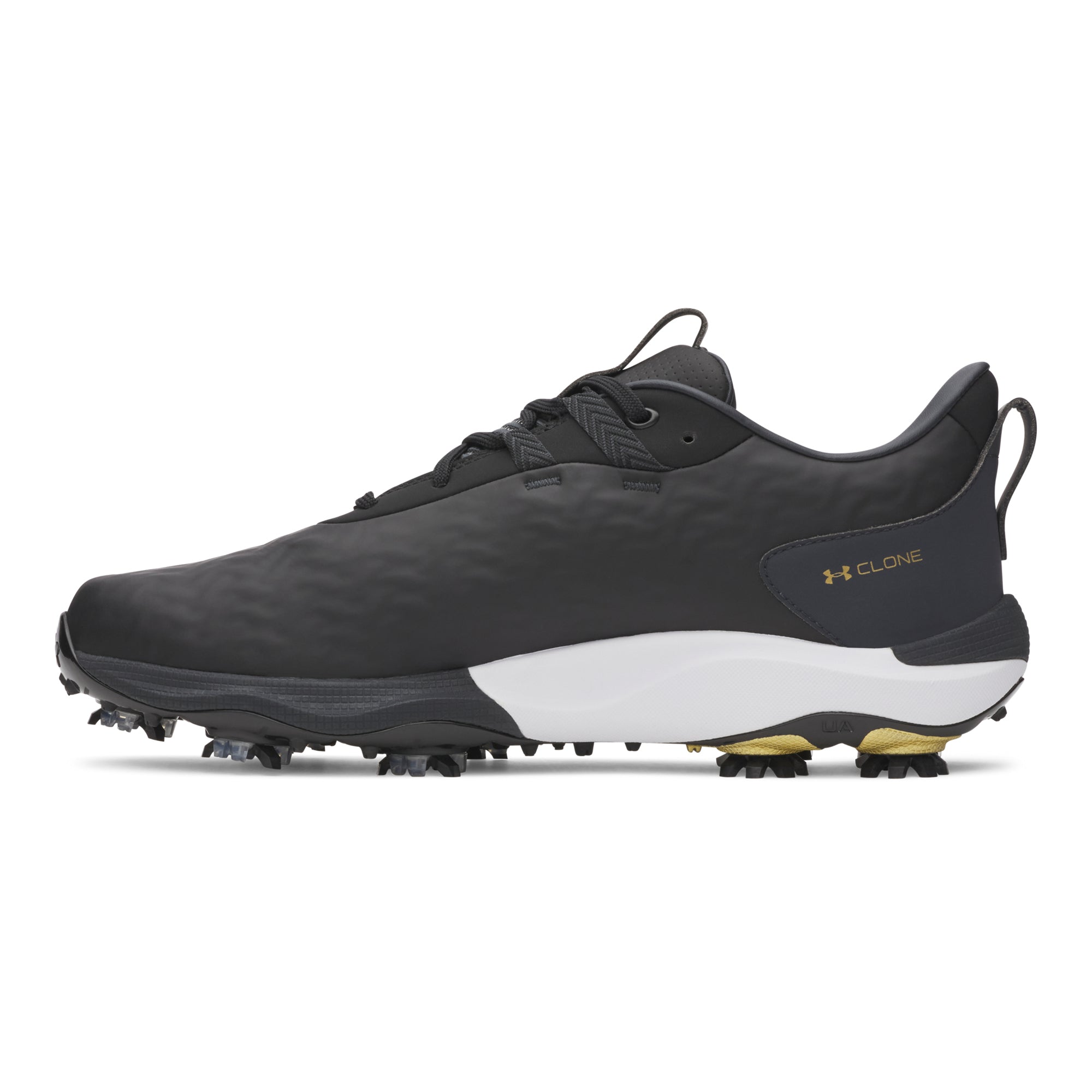 Under Armour Drive Pro Clone Spiked Golf Shoes - Black, Anthracite & Metallic Gold