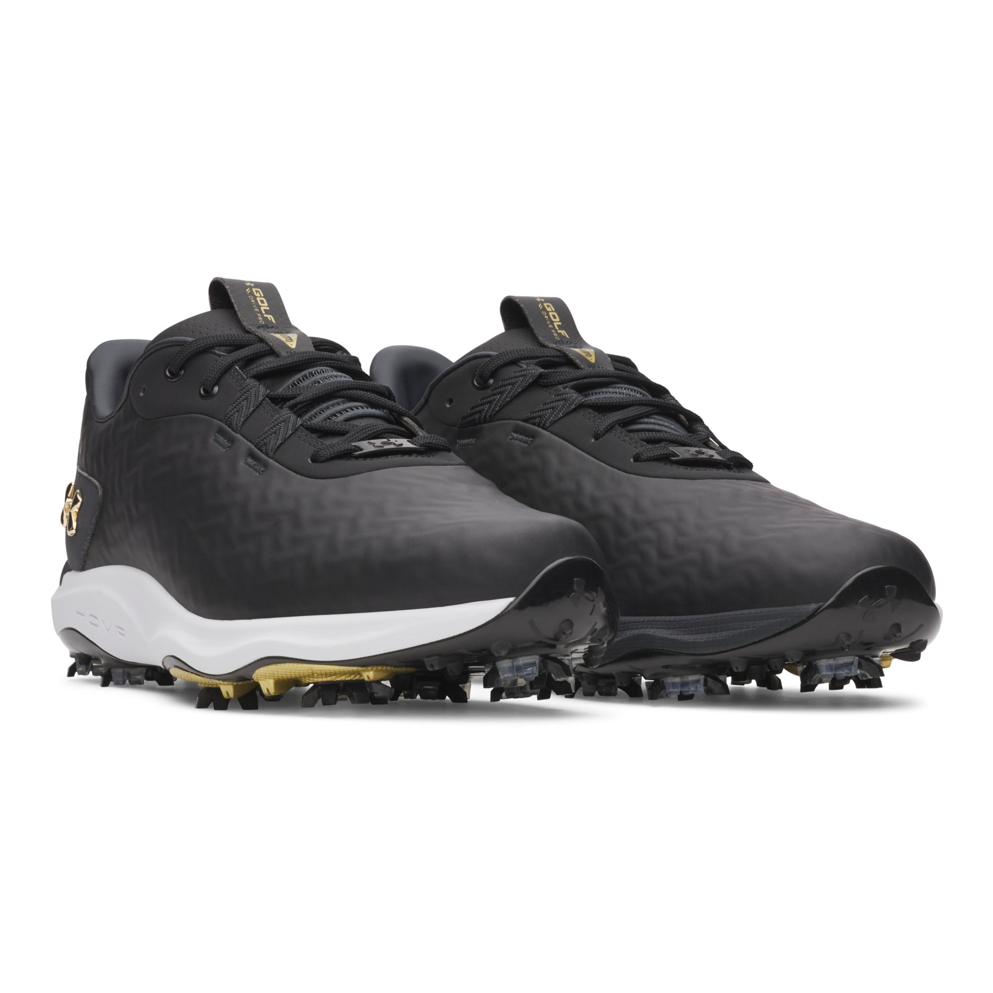 Under Armour Drive Pro Clone Spiked Golf Shoes - Black, Anthracite & Metallic Gold