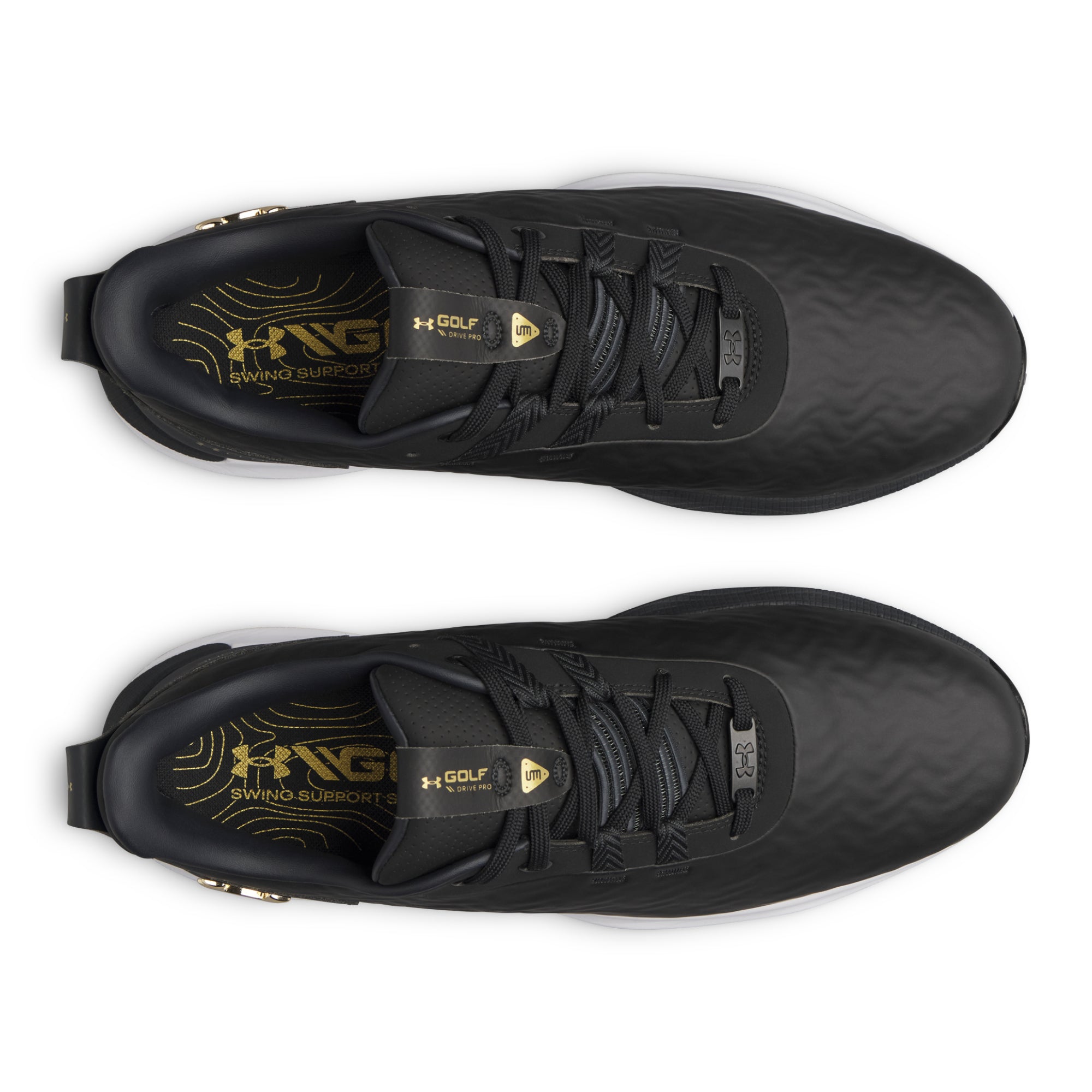 Under Armour Drive Pro Clone Spiked Golf Shoes - Black, Anthracite & Metallic Gold
