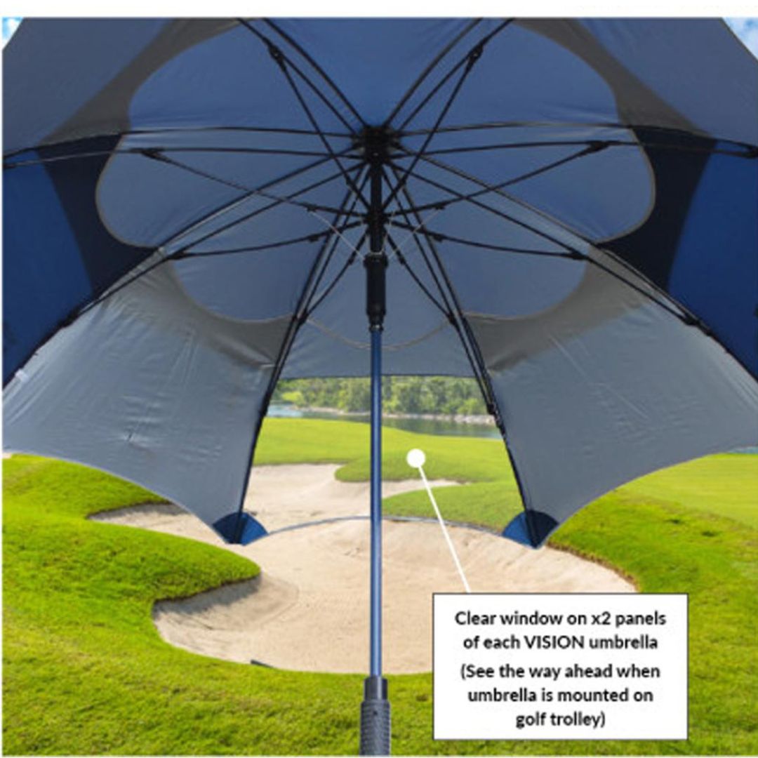 Sun Mountain H2NO Vision Dual Canopy & Dual Window Golf Umbrella - Silver
