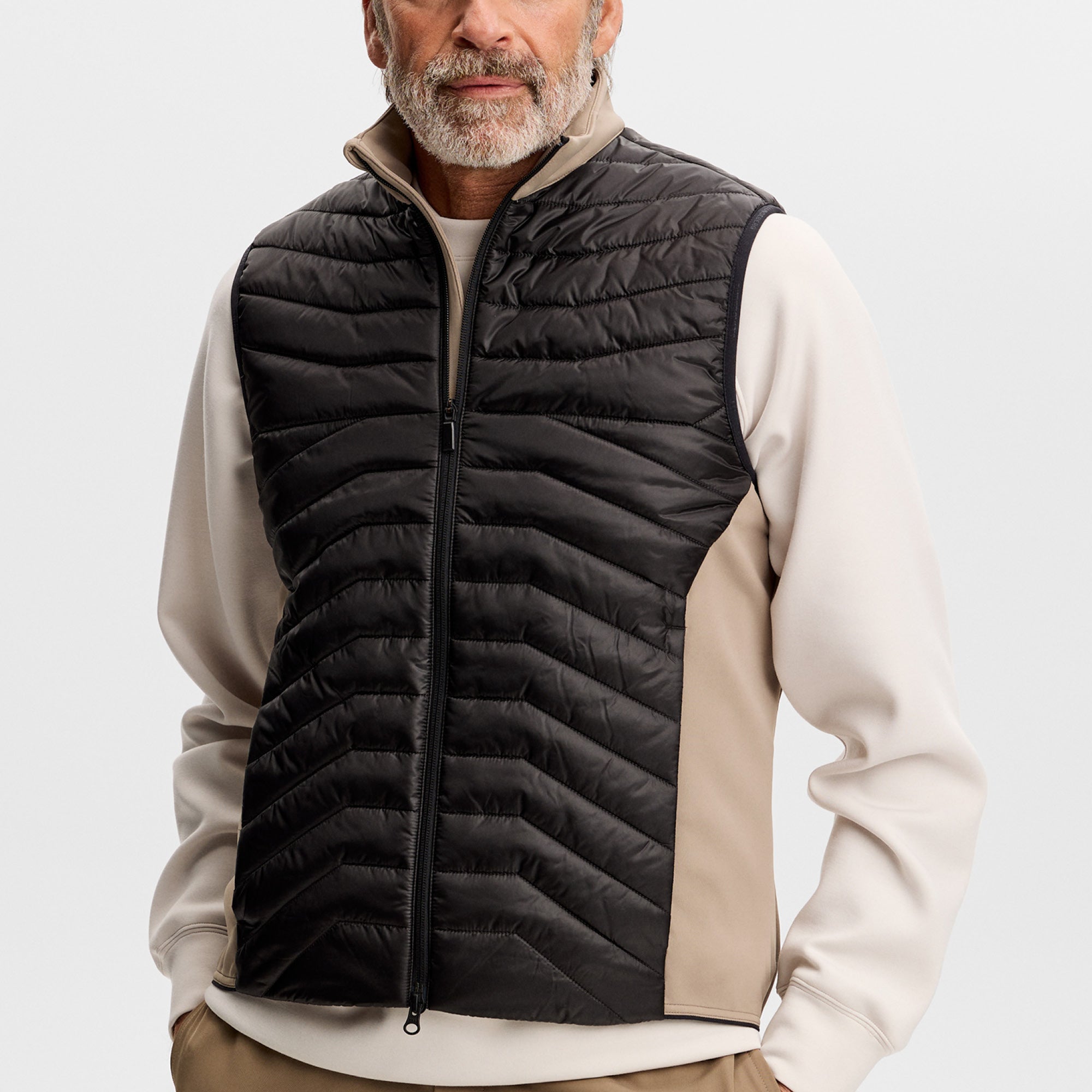 J Lindeberg Heyden Quilt Hybrid Vest - Brindle