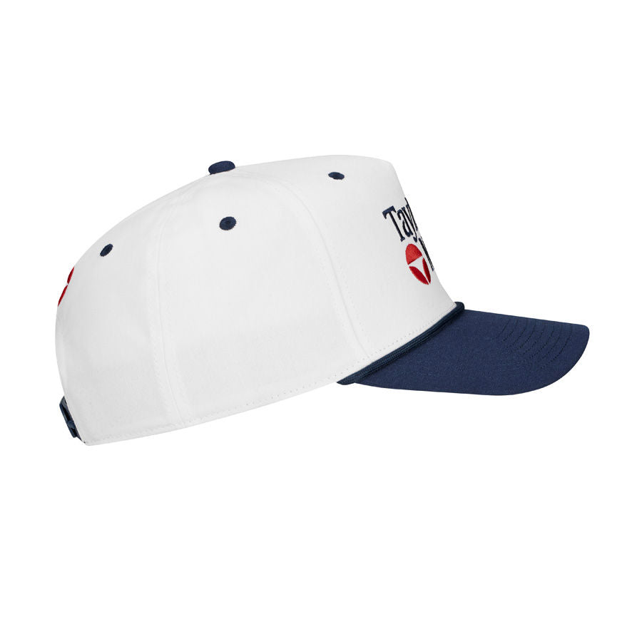 TaylorMade A-Frame Stock Rope Snapback Golf Cap - White