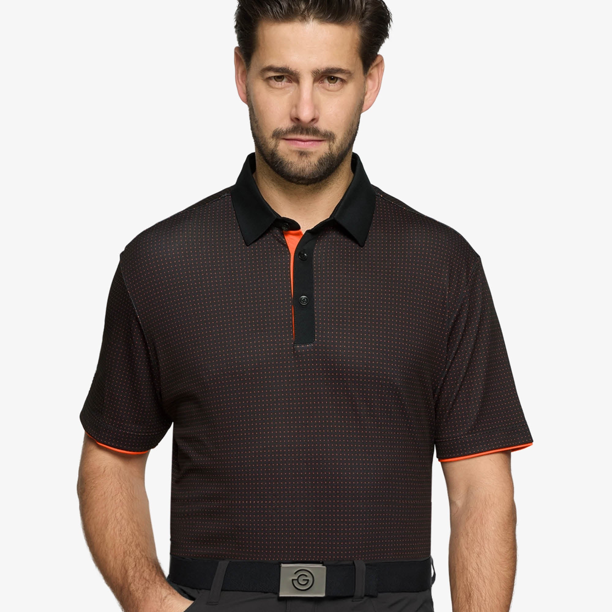 Galvin Green Medley Golf Polo Shirt - Black & Orange